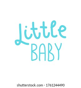 Pregnancy Announcement Little baby. Positive optimistic Lettering. Baby photo album elements. Blue letters isolated on white background