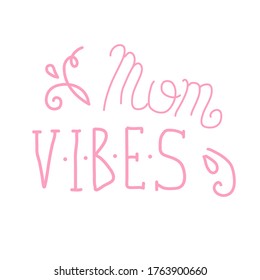 Pregnancy Announcement Mom vibes. Positive optimistic Lettering. Baby photo album elements. Pink letters isolated on white background