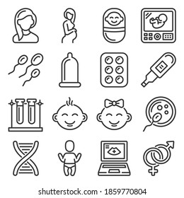 Pregnancy and Baby Planing Icons Set. Vector