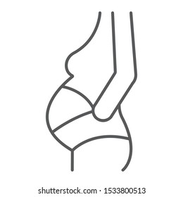 Pregnancy bandage thin line icon, orthopedic and medical, orthopedic bandage sign, vector graphics, a linear pattern on a white background, eps 10.