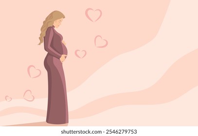 Pregnancy banner with place for text. A woman is preparing to become a mother. Love your child. Baby. EPS10
