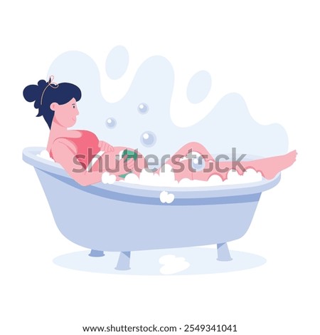 Pregnancy bath illustration in flat style 