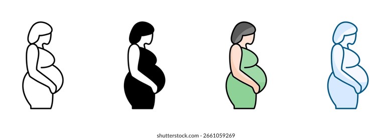 Pregnancy Belly Icon Set Multiple Style Collection