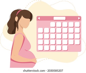 Pregnancy and birth planning. Planning for pregnant women to maintain a healthy lifestyle and visit the doctor. Flat vector illustration for websites. Vector illustration