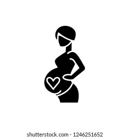 Pregnancy black icon, vector sign on isolated background. Pregnancy concept symbol, illustration 