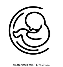 Pregnancy black and white outline icon. Flat vector illustration. Isolated on white background.