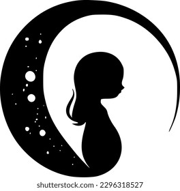 Pregnancy | Black and White Vector illustration
