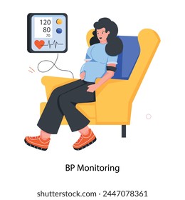Icono plano de monitorización de presión arterial del embarazo