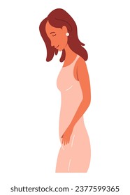 Pregnancy calendar concept. Stage of change in female body during pregnancy. Cartoon flat vector set isolated on white background
