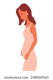 Pregnancy calendar concept. Stage of change in female body during pregnancy. Cartoon flat vector set isolated on white background