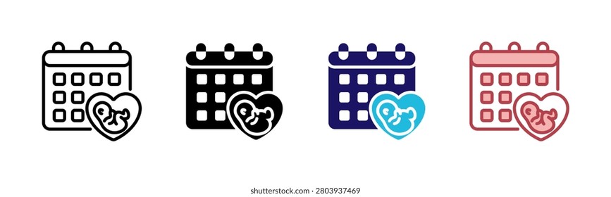 Pregnancy Calendar Icons, Multi Style Icon Set
