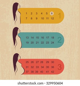 Pregnancy. Calendar trimesters. Retro vector