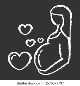 Pregnancy care chalk icon. Prenatal period. Motherhood, parenthood. Expecting baby, child. Gynecology check visit. Medical procedure. Clinical treatment. Isolated vector chalkboard illustration