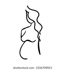 Pregnancy care linear icon. Prenatal period. Motherhood, parenthood. Expecting baby. Medical procedure. Thin line illustration. Contour symbol. Vector isolated outline drawing. Editable stroke,
