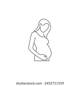 Icono lineal de cuidado de embarazo. Periodo prenatal. Maternidad, paternidad. Esperando un bebé. Procedimiento médico. Ilustración de línea fina. Símbolo de contorno. Vector