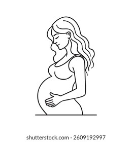 Pregnancy care linear icon. Prenatal period. Motherhood, parenthood. Expecting baby. Medical procedure. Thin line illustration. Contour symbol. Vector isolated outline drawing.