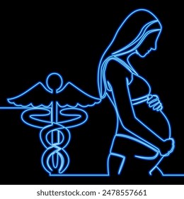 Pregnancy care Prenatal period Medical procedure icon neon glow vector illustration concept