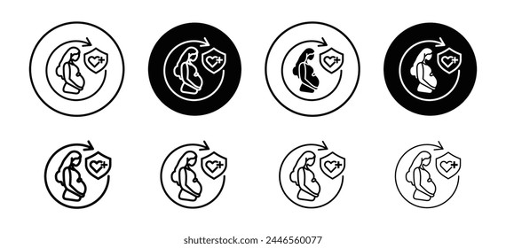 Pregnancy care or safety for mother on maternity leave icon. medical support or insurance for pregnant women for baby delivery symbol.