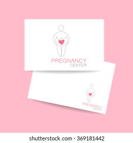 Pregnancy center logo. Sign of of love and caring. Template design for the logo of the company. Pregnant,  pregnant woman,  pregnancy test,  maternity. 