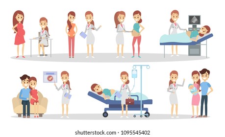 Pregnancy at clinic. From x-ray to newborn.