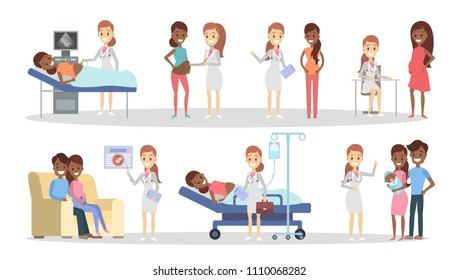 Pregnancy at clinic. From x-ray to newborn.