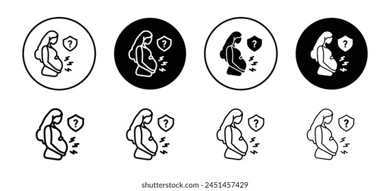 Pregnancy complications like pain, cramp, nausea icon. women gestation ache for pregnant symbol