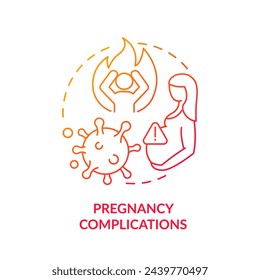 Pregnancy complications red gradient concept icon. Fetal health, gynecology. Round shape line illustration. Abstract idea. Graphic design. Easy to use in infographic, presentation, brochure, booklet