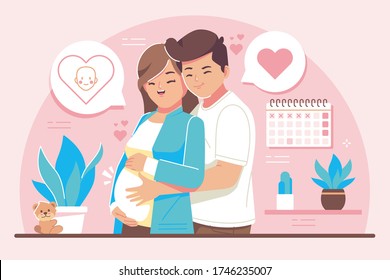 pregnancy concept flat design illustration