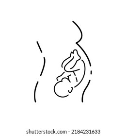 Pregnancy concept icon. Pregnant woman idea thin line illustration. Ultrasonography. Pregnancy medical monitoring. Vector isolated outline drawing. Editable stroke 