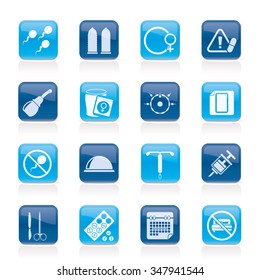 Pregnancy and contraception Icons - vector icon set