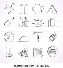 Pregnancy and contraception Icons - vector icon set