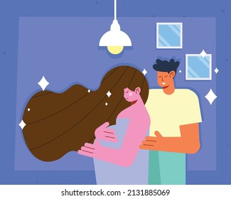 pregnancy couple in home characters