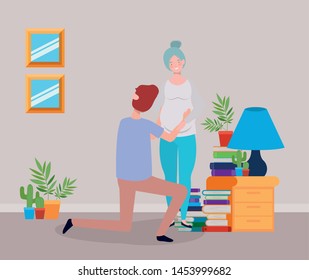 pregnancy couple in house place scene