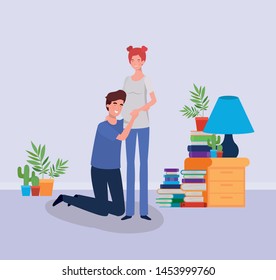 pregnancy couple in house place scene