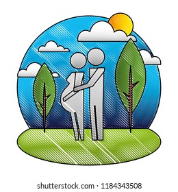 pregnancy couple parents in the park pictogram
