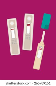 Pregnancy Device Kit Flat Artwork not pregnant and pregnant lines. Editable EPS10 Vector and jpg Illustration 