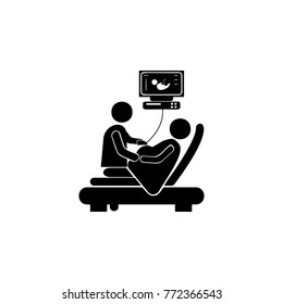 Pregnancy Diagnostics, Sonography illustration icon. Medicine icon. Element Patient silhouette icon. Premium quality graphic design. Collection icon for websites, web design, mobile white background
