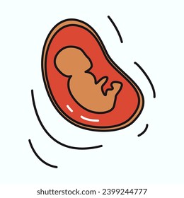 Pregnancy element of colorful set. This artwork adorned with a burst of an outlined depiction of embryo represent the role of medication and healthcare in a pregnant period. Vector illustration.