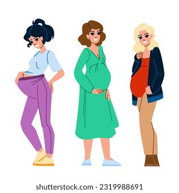 pregnancy fashion cloth vector. pregnant baby, mother maternity, dress care, child birth, white mom pregnancy fashion cloth character. people flat cartoon illustration
