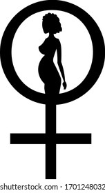Pregnancy. Female silhouette. Mirror of Venus. Gynecology and medicine. Reproduction and beauty. Design for poster and flyer.
