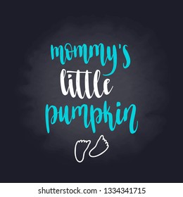 Pregnancy handwritten calligraphy vector phrase. Maternity quote lettering for design t-shirt, greeting cards, stickers, gifts and banners on black chalkboard background.