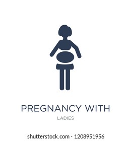 Pregnancy with Hearts icon. Trendy flat vector Pregnancy with Hearts icon on white background from Ladies collection, vector illustration can be use for web and mobile, eps10