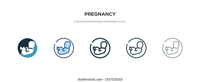 pregnancy icon in different style vector illustration. two colored and black pregnancy vector icons designed in filled, outline, line and stroke style can be used for web, mobile, ui