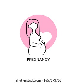 Pregnancy icon line design isolated on white background