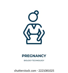 Pregnancy icon. Linear vector illustration from biology technology collection. Outline pregnancy icon vector. Thin line symbol for use on web and mobile apps, logo, print media.