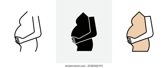 Pregnancy icon Outline sign symbol set