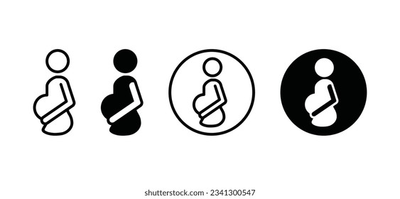 Pregnancy icon. Pregnant woman icon symbol in line and flat style on white background with editable stroke for apps and websites. Vector illustration