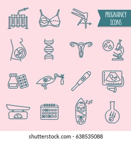 Pregnancy icon set. Vector illustration