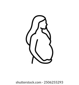 Pregnancy icon. Simple outline style. Pregnant woman, maternal, lady, fertility, mom, baby, mother, gynecology, health concept. Thin line symbol. Vector illustration isolated.