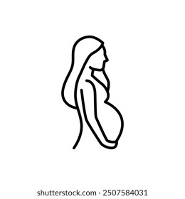 Pregnancy icon. Simple outline style. Pregnant woman, maternal, lady, fertility, mom, baby, mother, gynecology, health concept. Thin line symbol. Vector illustration isolated.